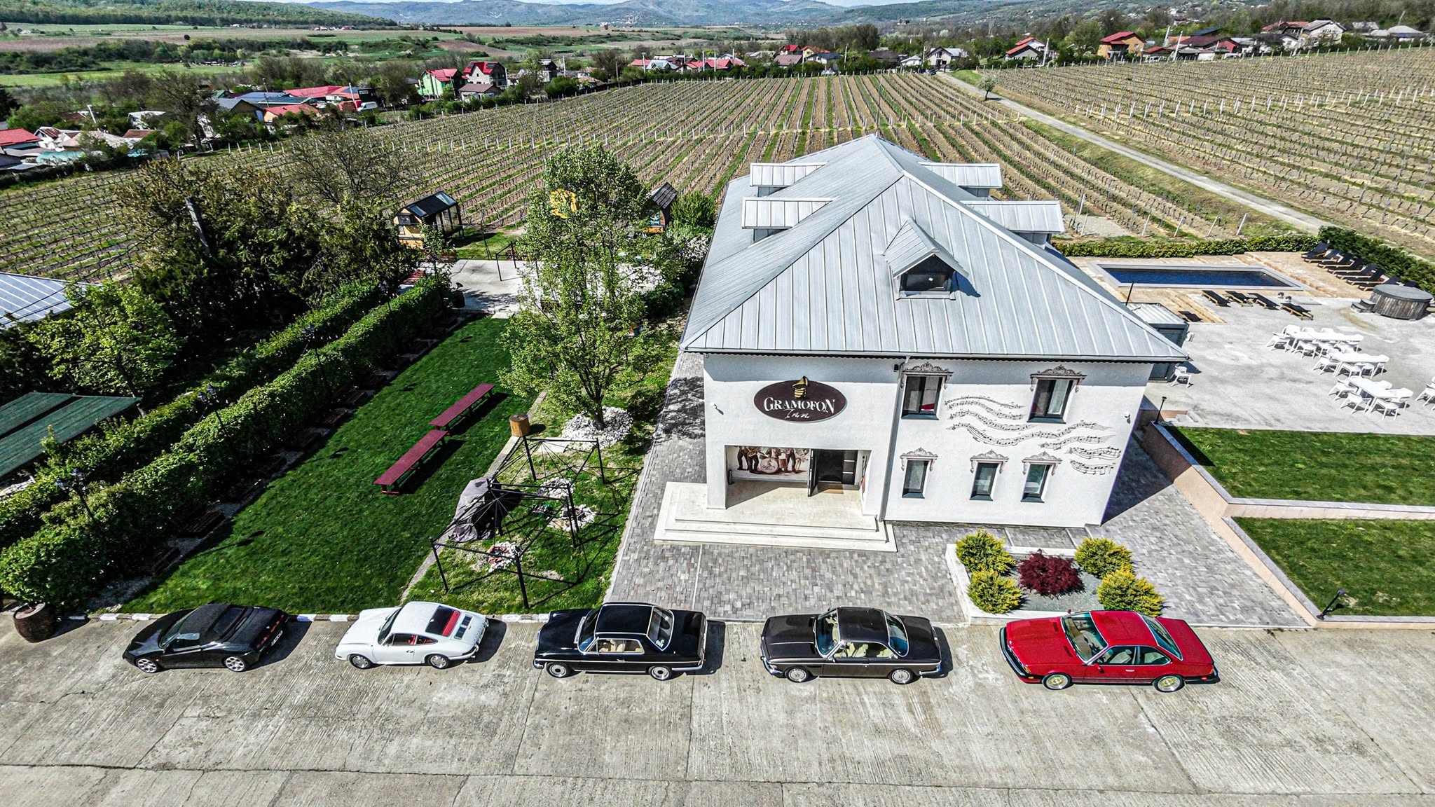 Joyrides fleet parked by a vineyard